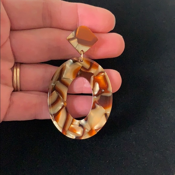 Jewelry | Coffee Color Large Acrylic Oval Hoop Earrings | Poshmark